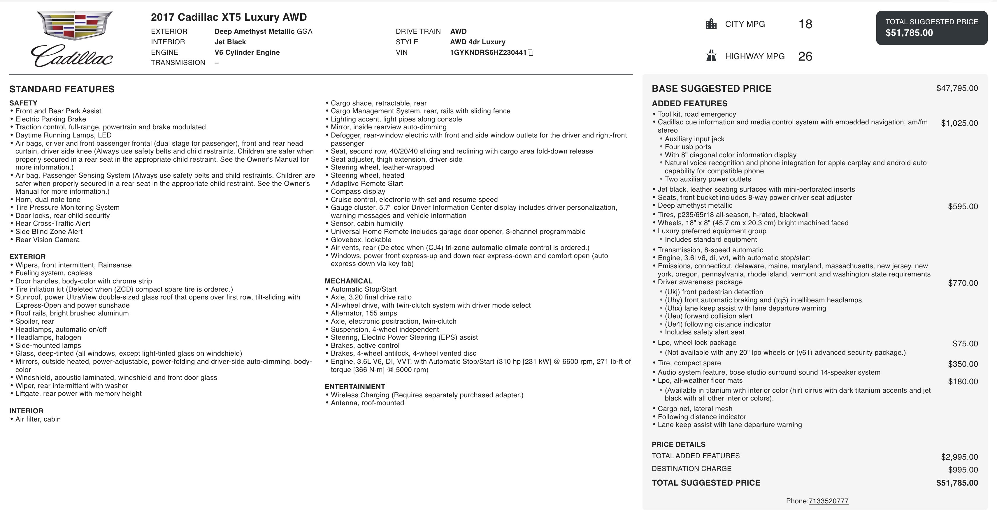 Used 2017 Cadillac XT5 Luxury w/ Driver Awareness Package image 6