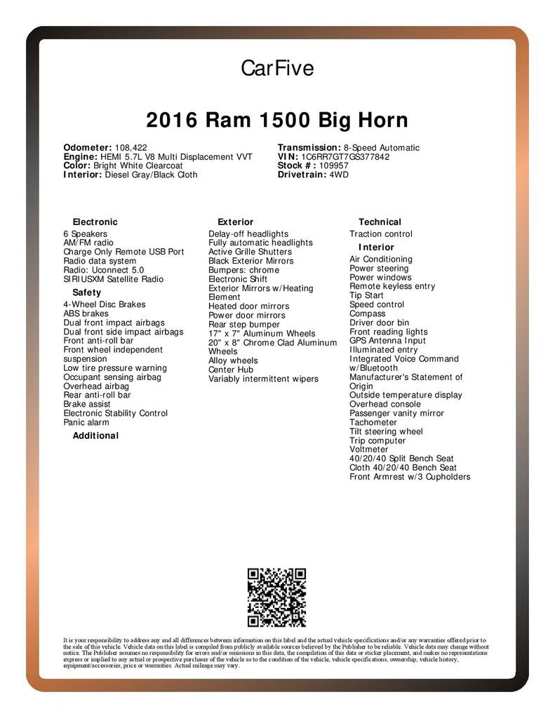 Used 2016 RAM 1500 Big Horn image 28