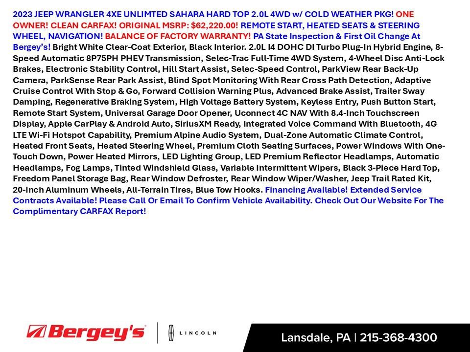 Used 2023 Jeep Wrangler Unlimited Sahara w/ Cold Weather Group AWD/4WD image 2