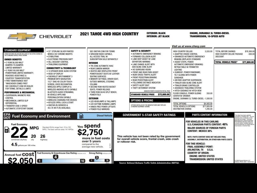 Used 2021 Chevrolet Tahoe High Country image 3