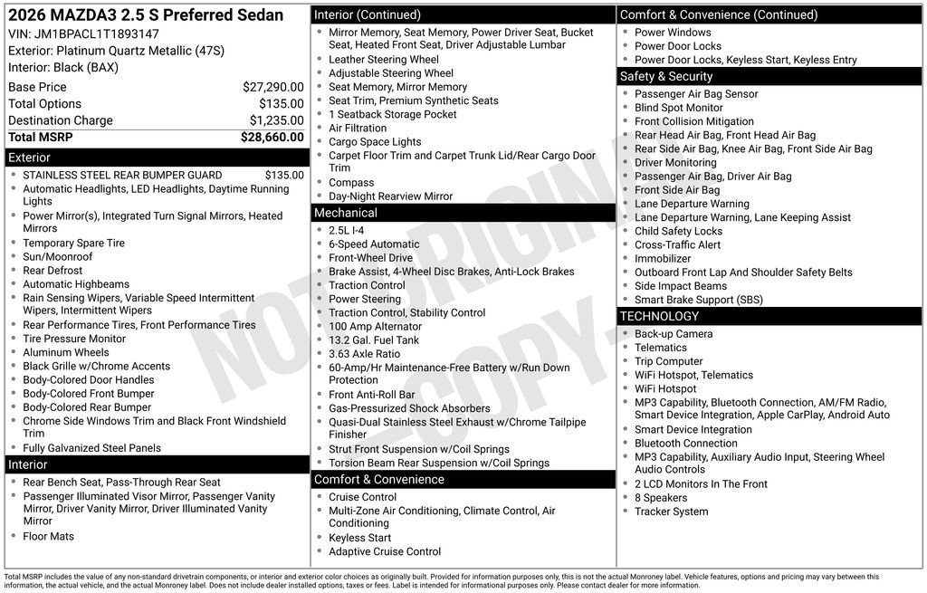New 2026 MAZDA MAZDA3 2.5 S Sedan w/ Preferred Pkg FWD image 3