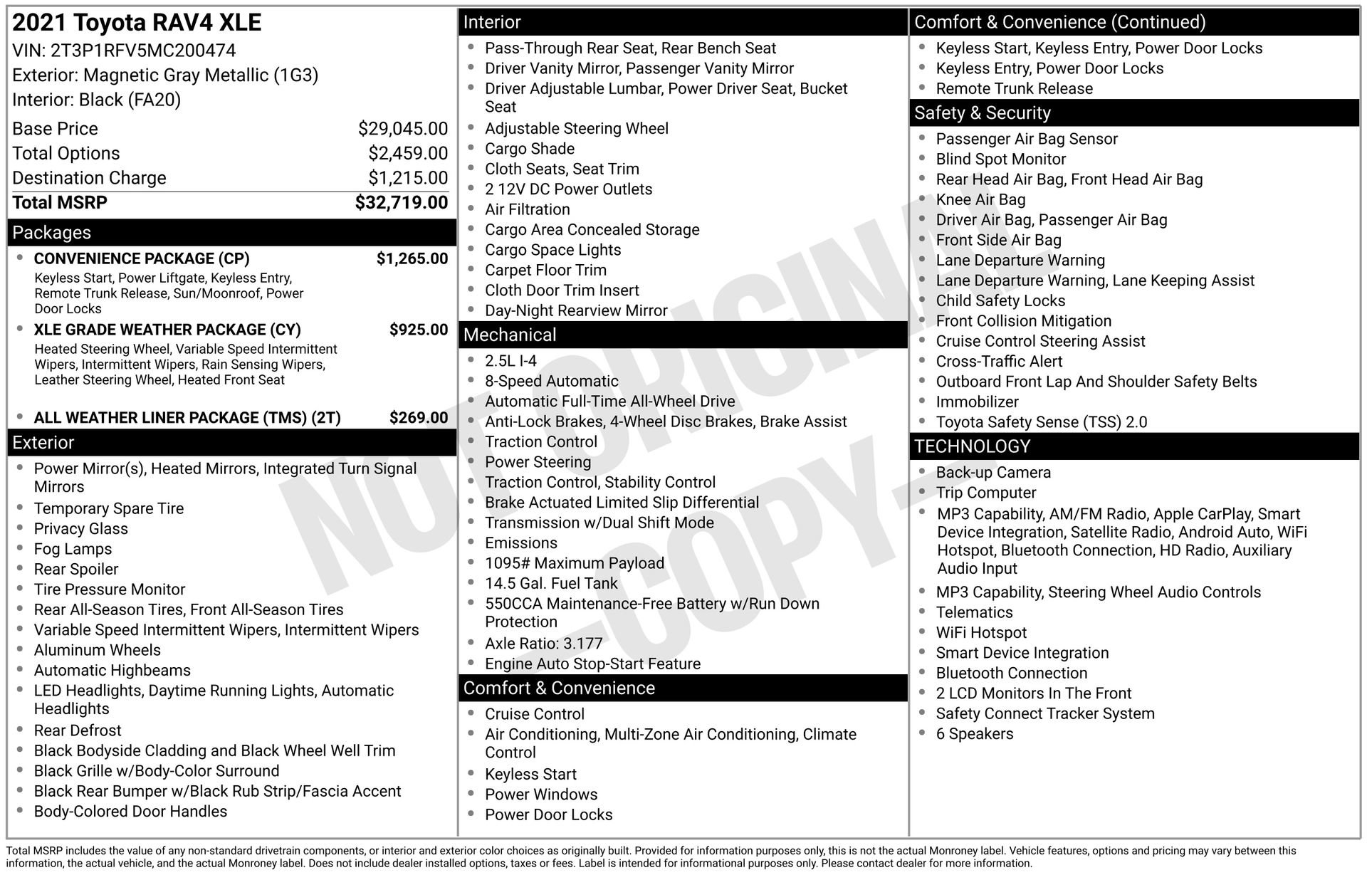 Used 2021 Toyota RAV4 XLE w/ Convenience Package AWD/4WD image 3