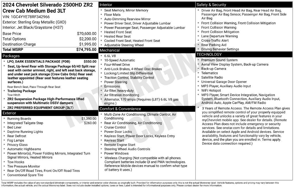 Certified 2024 Chevrolet Silverado 2500 ZR2 w/ LPO, Dark Essentials Package AWD/4WD image 7