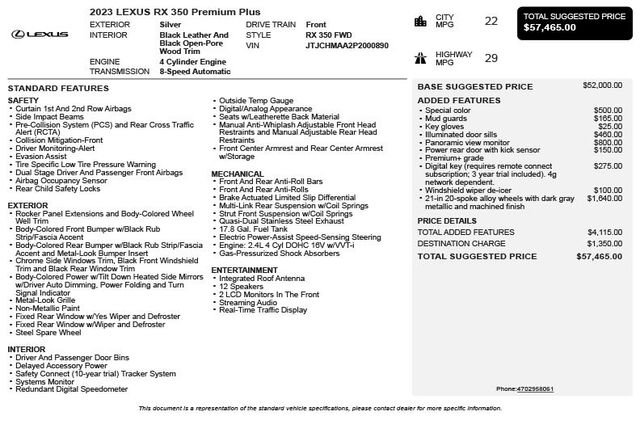 Used 2023 Lexus RX 350 Premium Plus w/ Cold Area Package FWD image 3