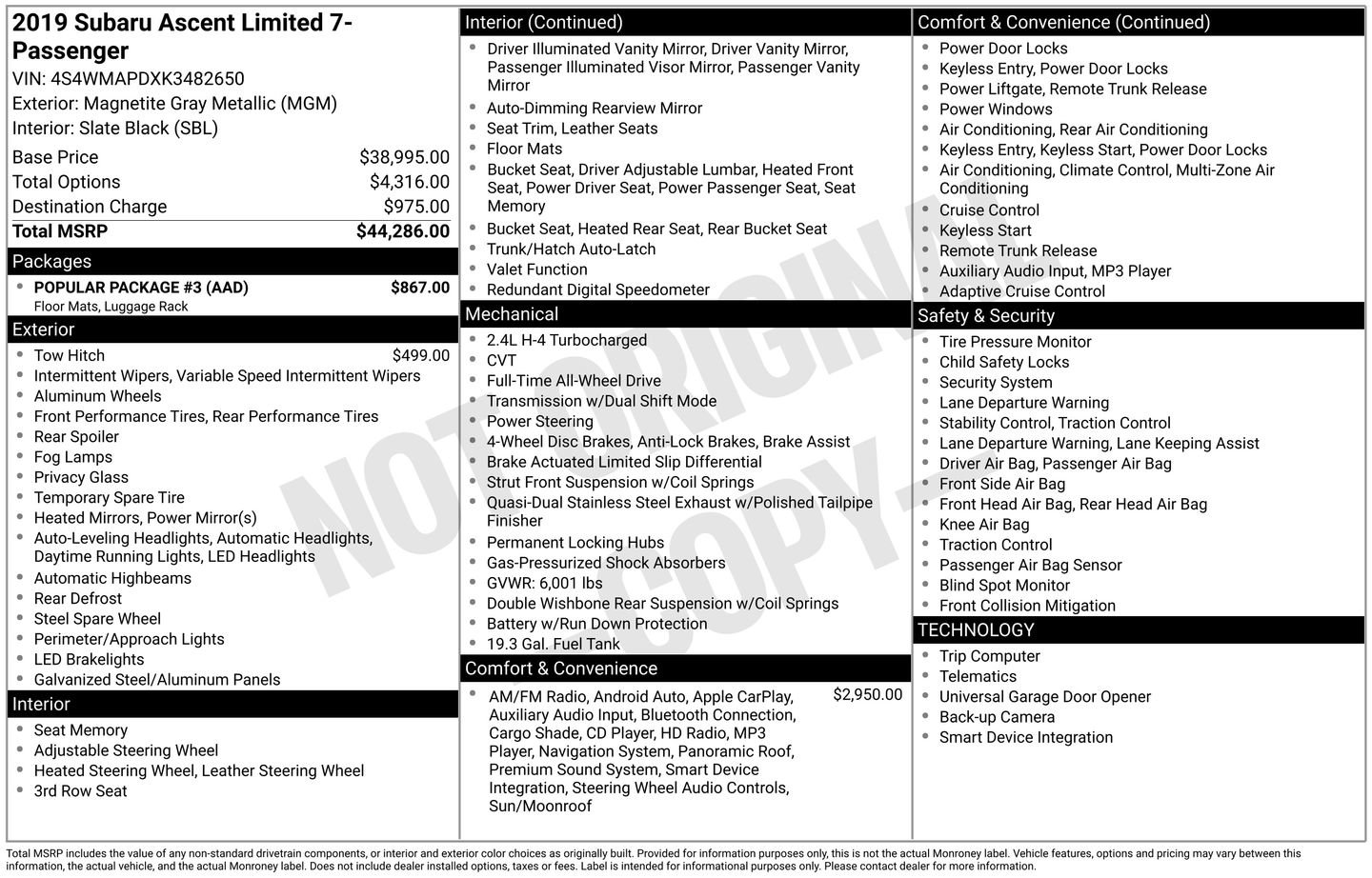 Used 2019 Subaru Ascent Limited w/ Popular Package #3 image 13