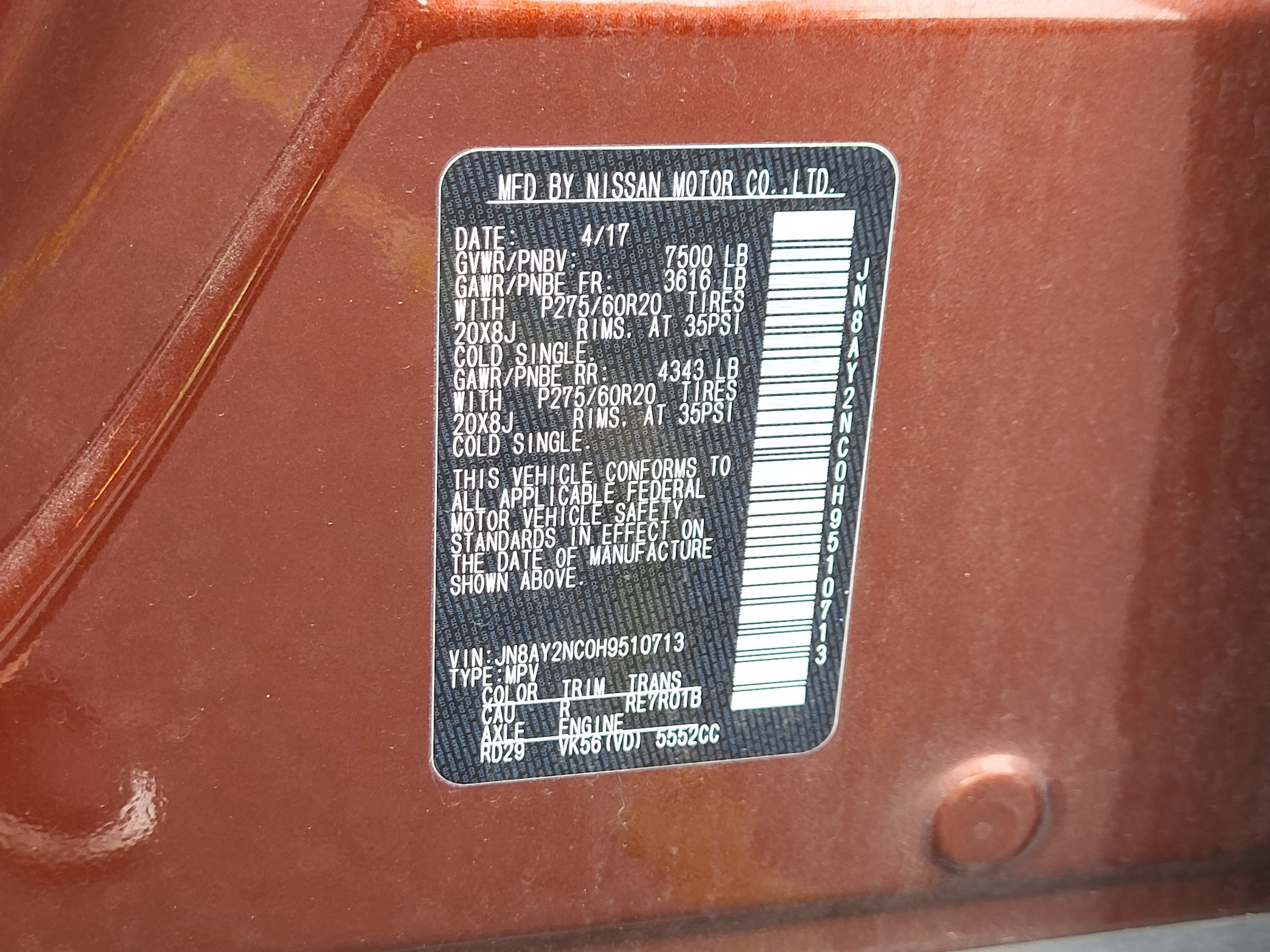 Used 2017 Nissan Armada Platinum w/ Interior Lighting Package image 32