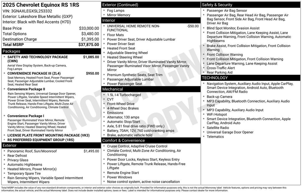 Used 2025 Chevrolet Equinox RS w/ Safety and Technology Package FWD image 6