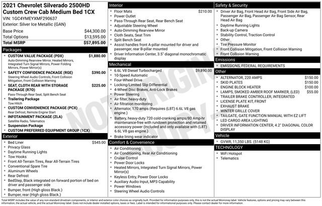 Used 2021 Chevrolet Silverado 2500 Custom w/ Custom Value Package