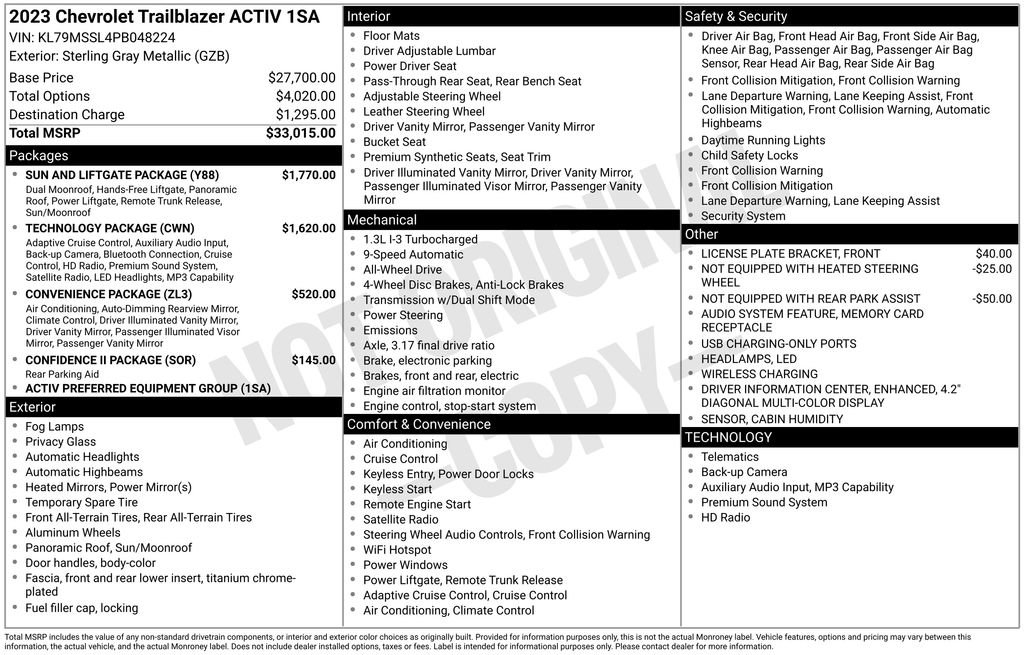 Used 2023 Chevrolet TrailBlazer ACTIV w/ Sun and Liftgate Package AWD/4WD image 7
