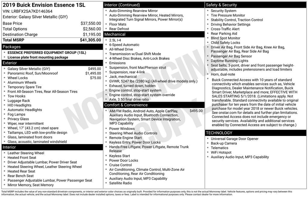 Used 2019 Buick Envision Essence AWD/4WD image 2