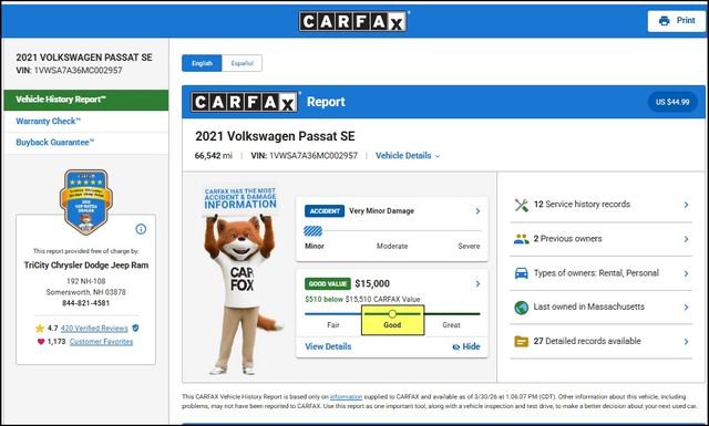 Used 2021 Volkswagen Passat 2.0T SE image 5