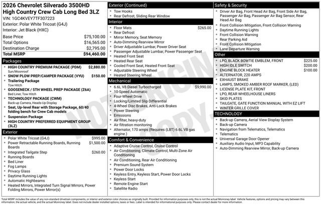 New 2026 Chevrolet Silverado 3500 High Country w/ High Country Premium Package AWD/4WD image 16