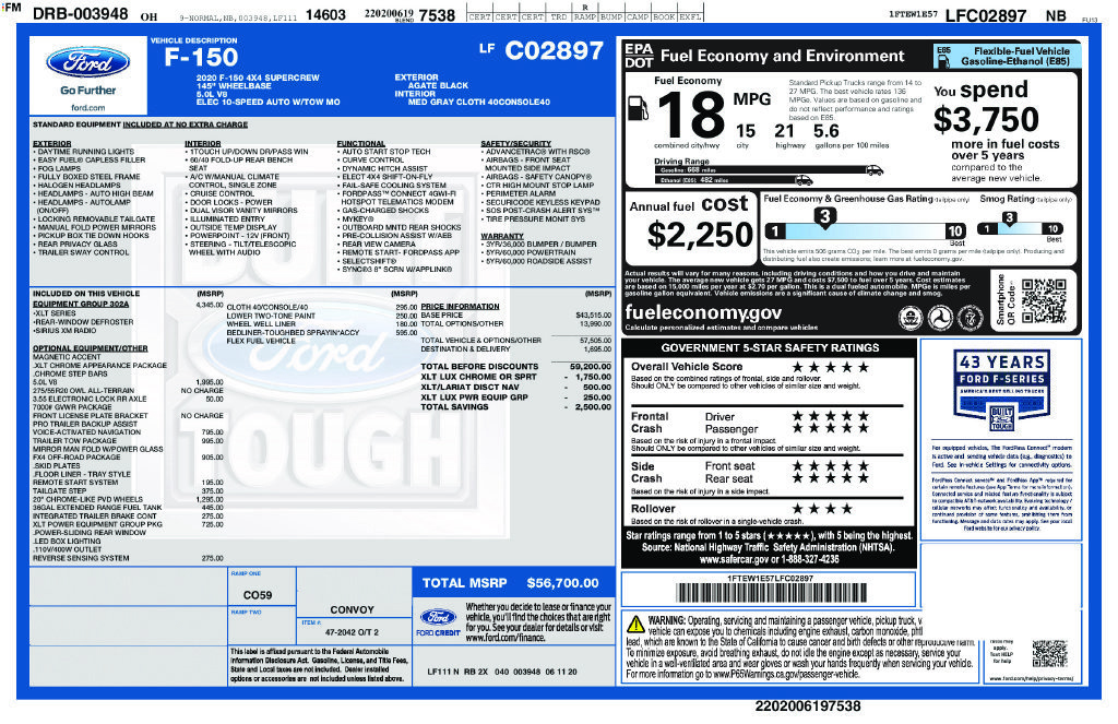 Used 2020 Ford F150 XLT w/ Equipment Group 302A Luxury AWD/4WD image 2