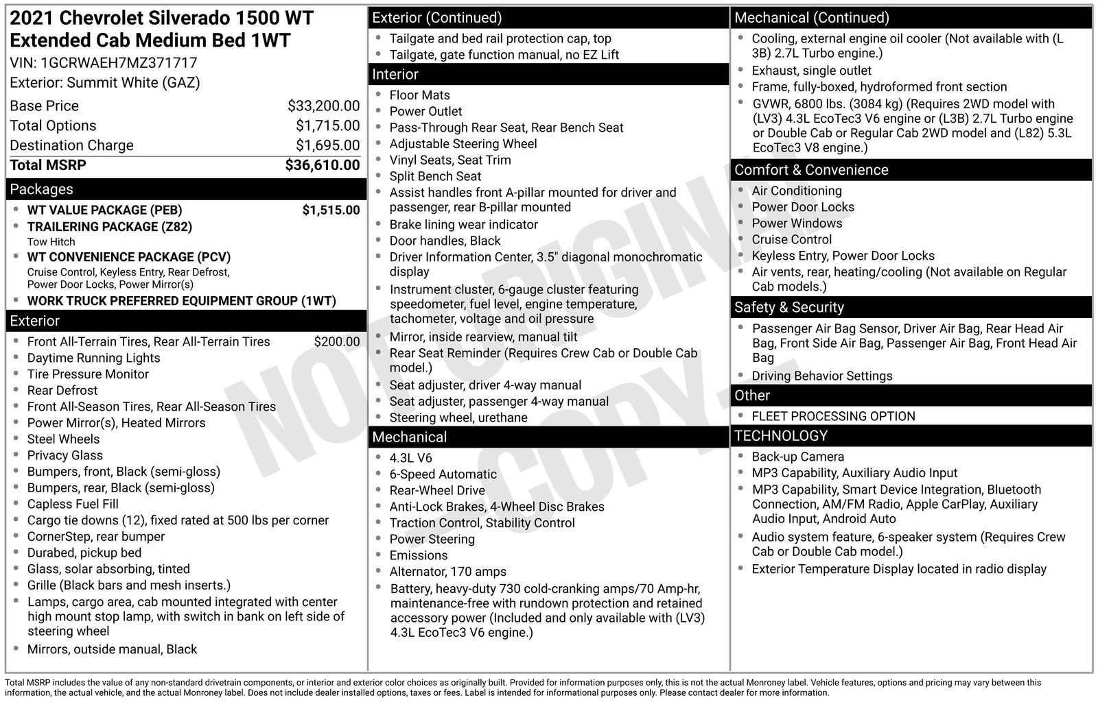 Used 2021 Chevrolet Silverado 1500 W/T w/ WT Value Package RWD image 47