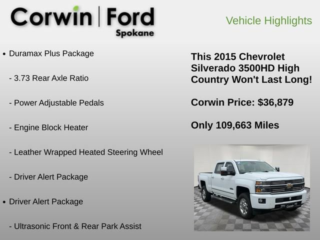 Used 2015 Chevrolet Silverado 3500 High Country w/ Duramax Plus Package image 6