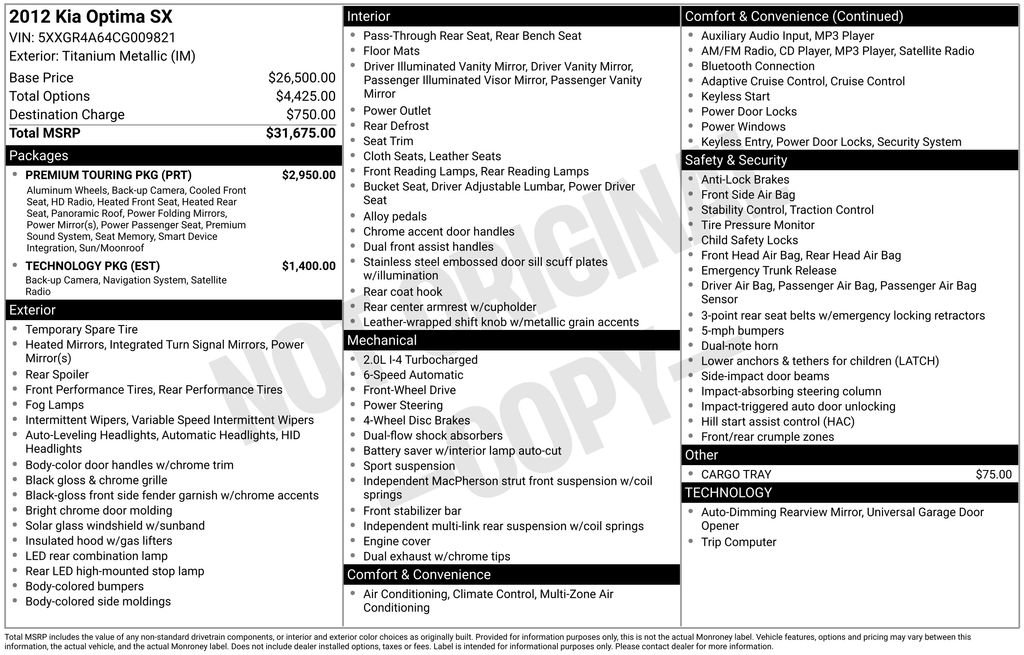 Used 2012 Kia Optima SX w/ Premium Touring Pkg FWD image 28