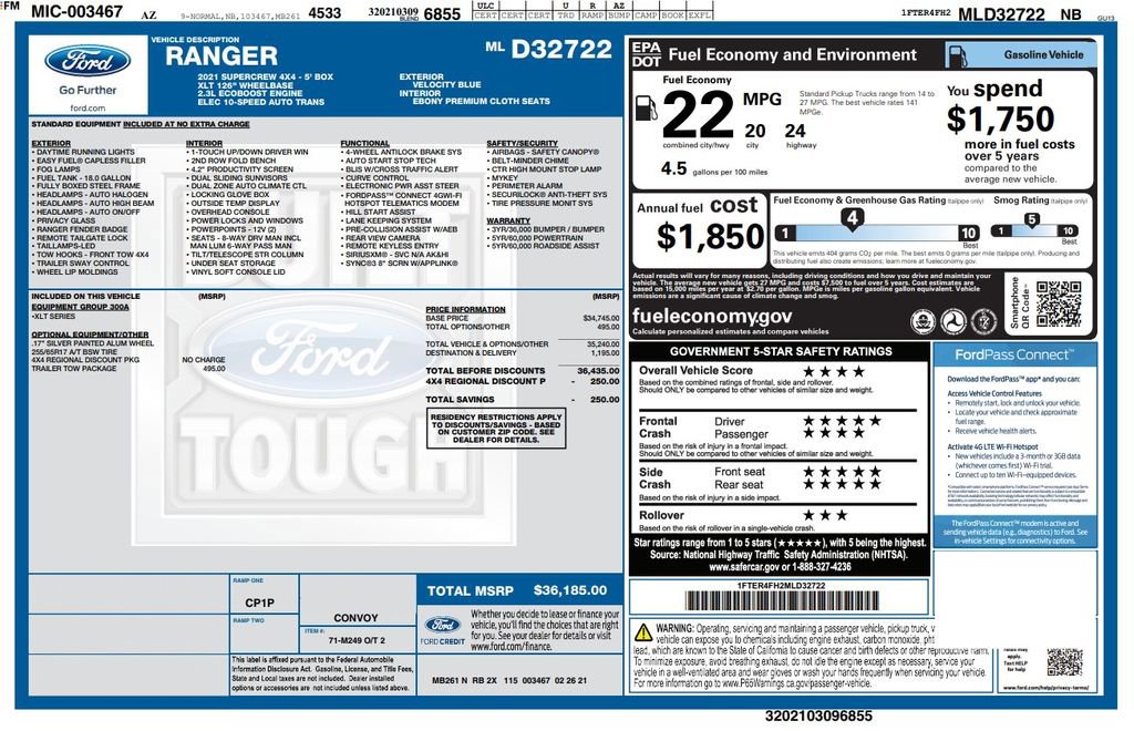 Used 2021 Ford Ranger XLT w/ Trailer Tow Package image 3