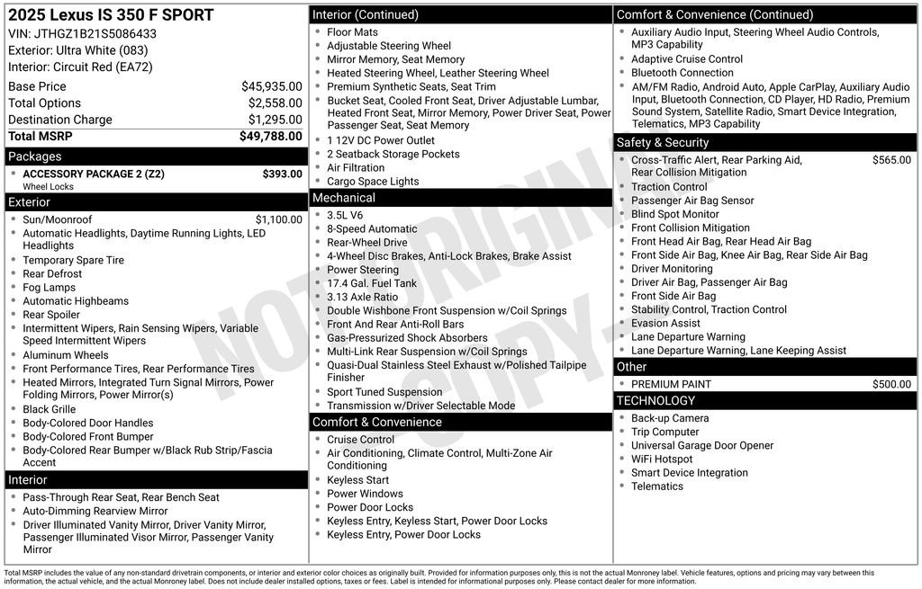 Used 2025 Lexus IS 350 F Sport w/ Accessory Package 2 RWD image 13