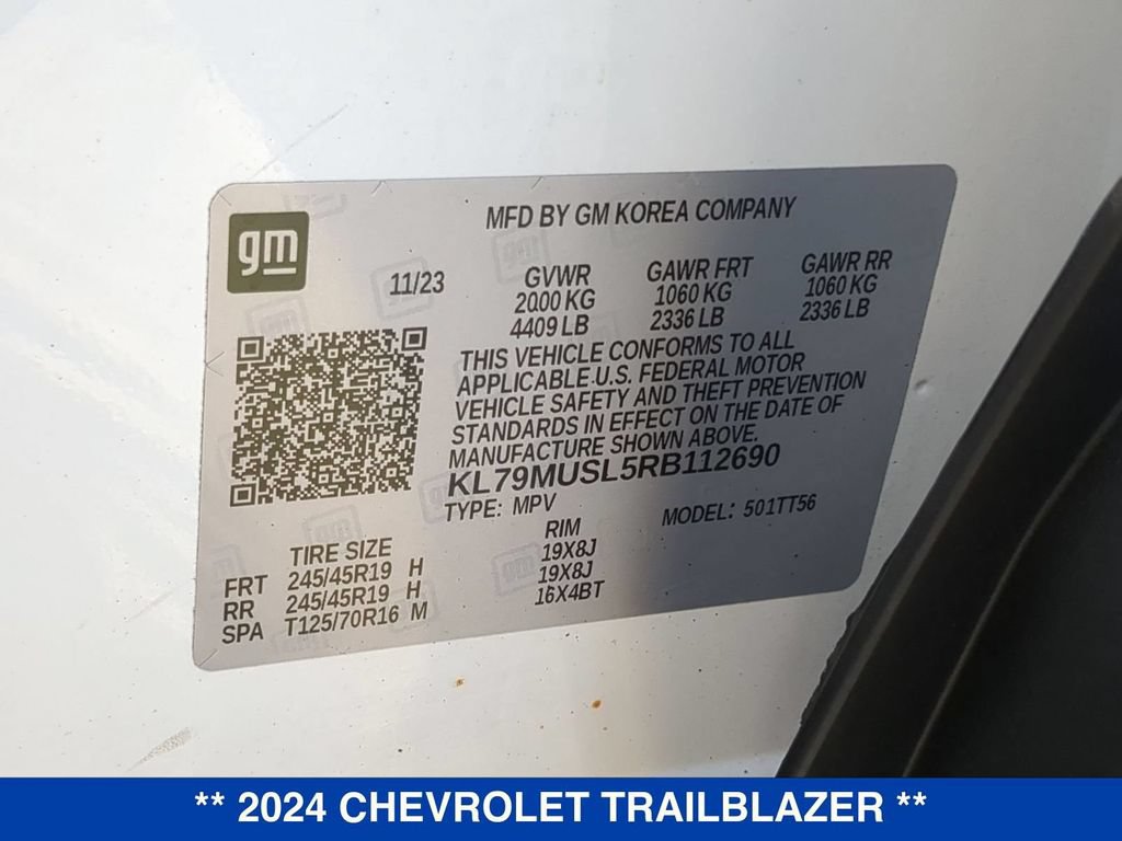 Used 2024 Chevrolet TrailBlazer RS w/ Convenience Package AWD/4WD image 24