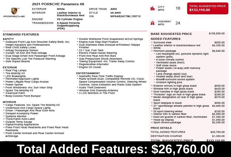 Used 2021 Porsche Panamera 4S w/ Premium Package AWD/4WD image 3