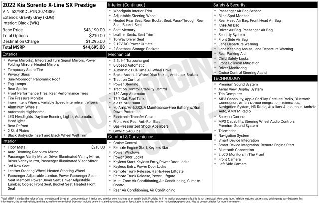 Certified 2022 Kia Sorento SX Prestige AWD/4WD image 39