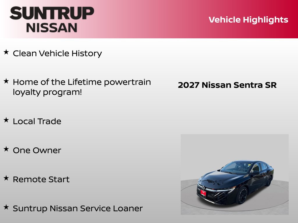 Certified 2027 Nissan Sentra SR w/ Floor Mat Package FWD image 8