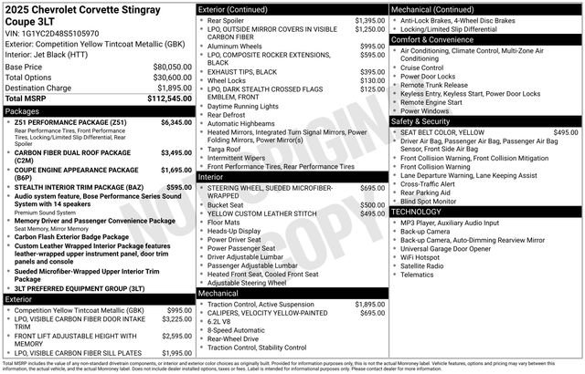 Used 2025 Chevrolet Corvette Stingray Premium Cpe w/ Z51 Performance Package RWD image 50