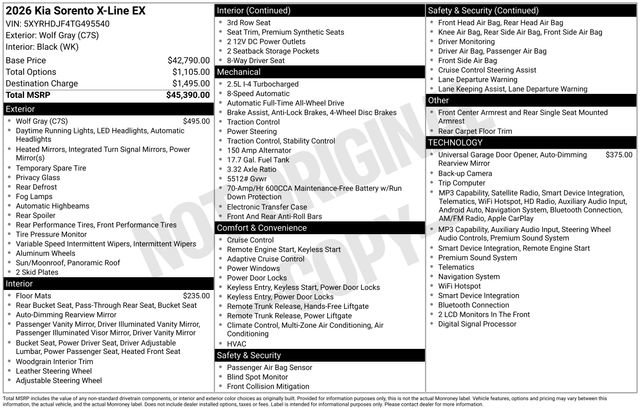 New 2026 Kia Sorento X-Line EX AWD/4WD image 30
