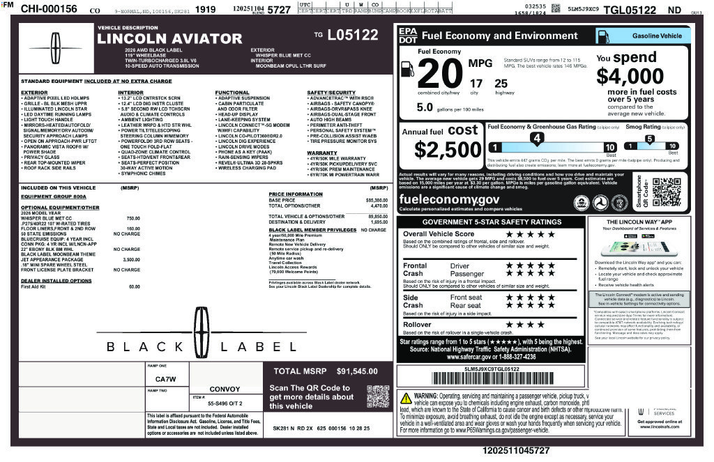 New 2026 Lincoln Aviator Black Label w/ Jet Appearance Package AWD/4WD image 43