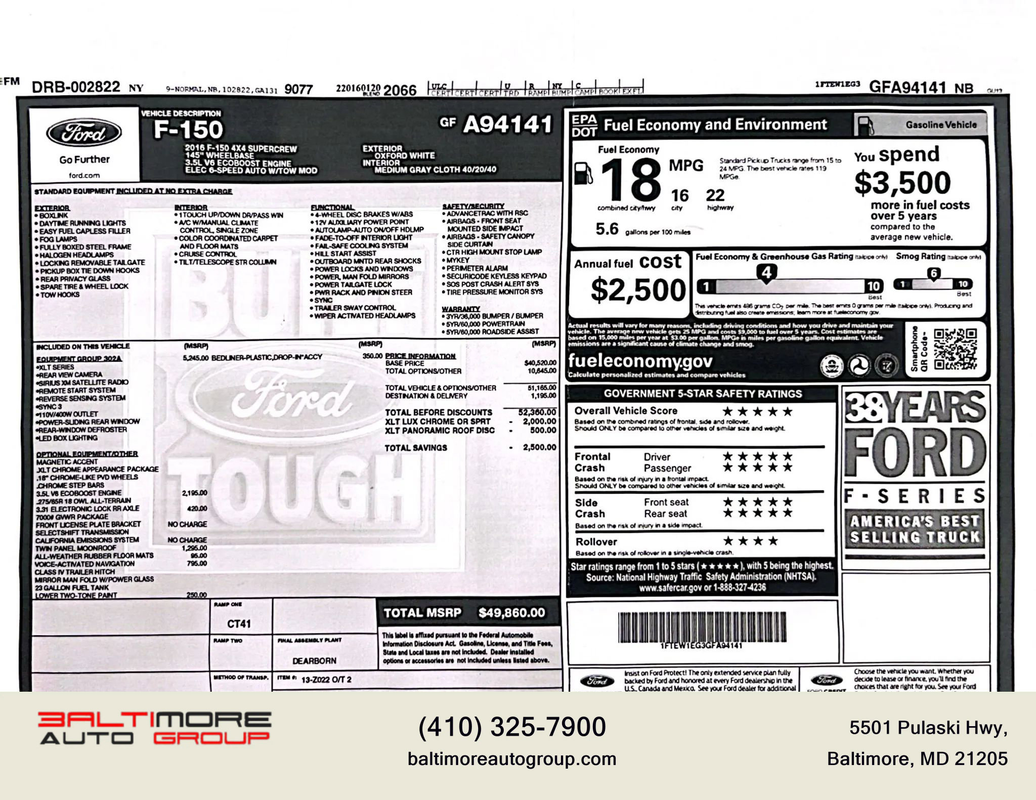 Used 2016 Ford F150 XLT w/ Equipment Group 302A Luxury image 9