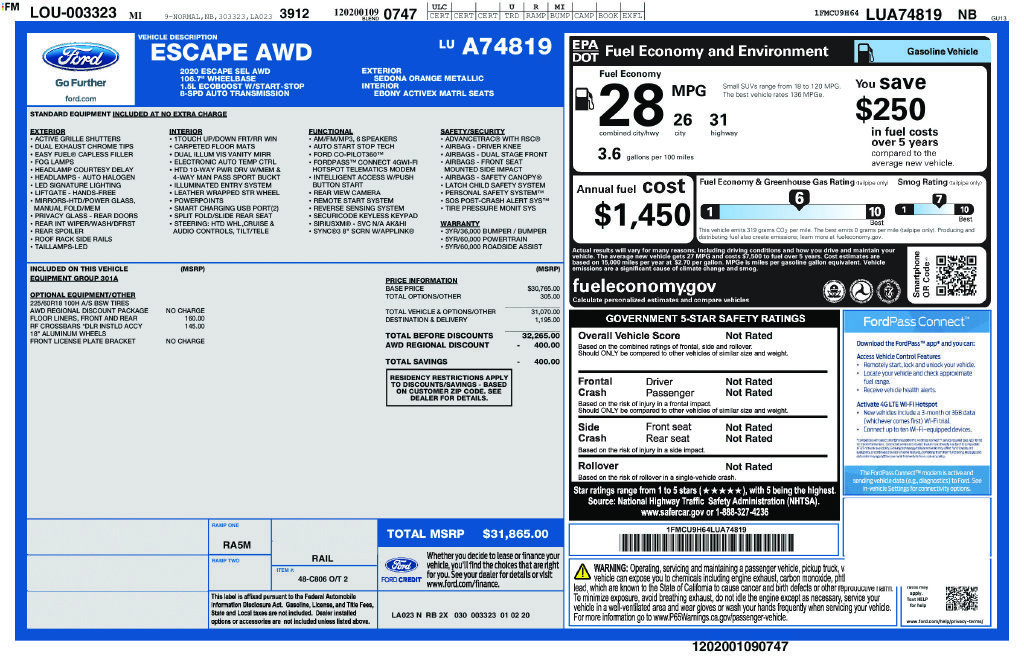 Used 2020 Ford Escape SEL AWD/4WD image 2