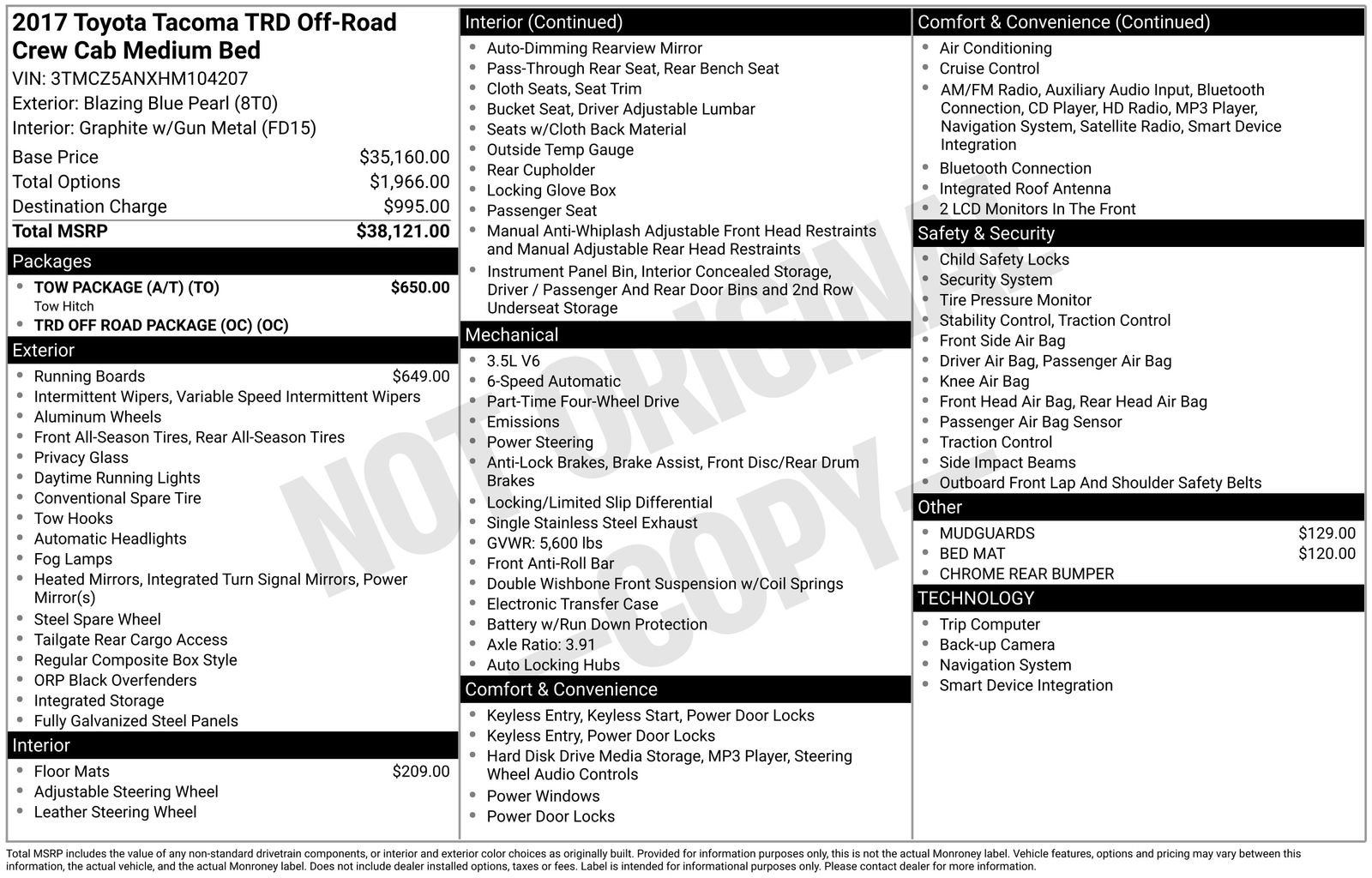 Used 2017 Toyota Tacoma TRD Off-Road w/ Tow Package (A/T) image 6