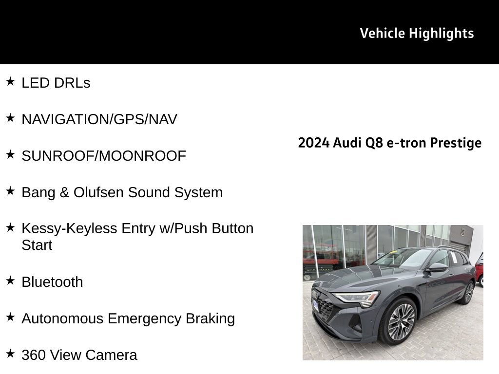 Used 2024 Audi Q8 e-tron Prestige w/ Prestige Package AWD/4WD image 25