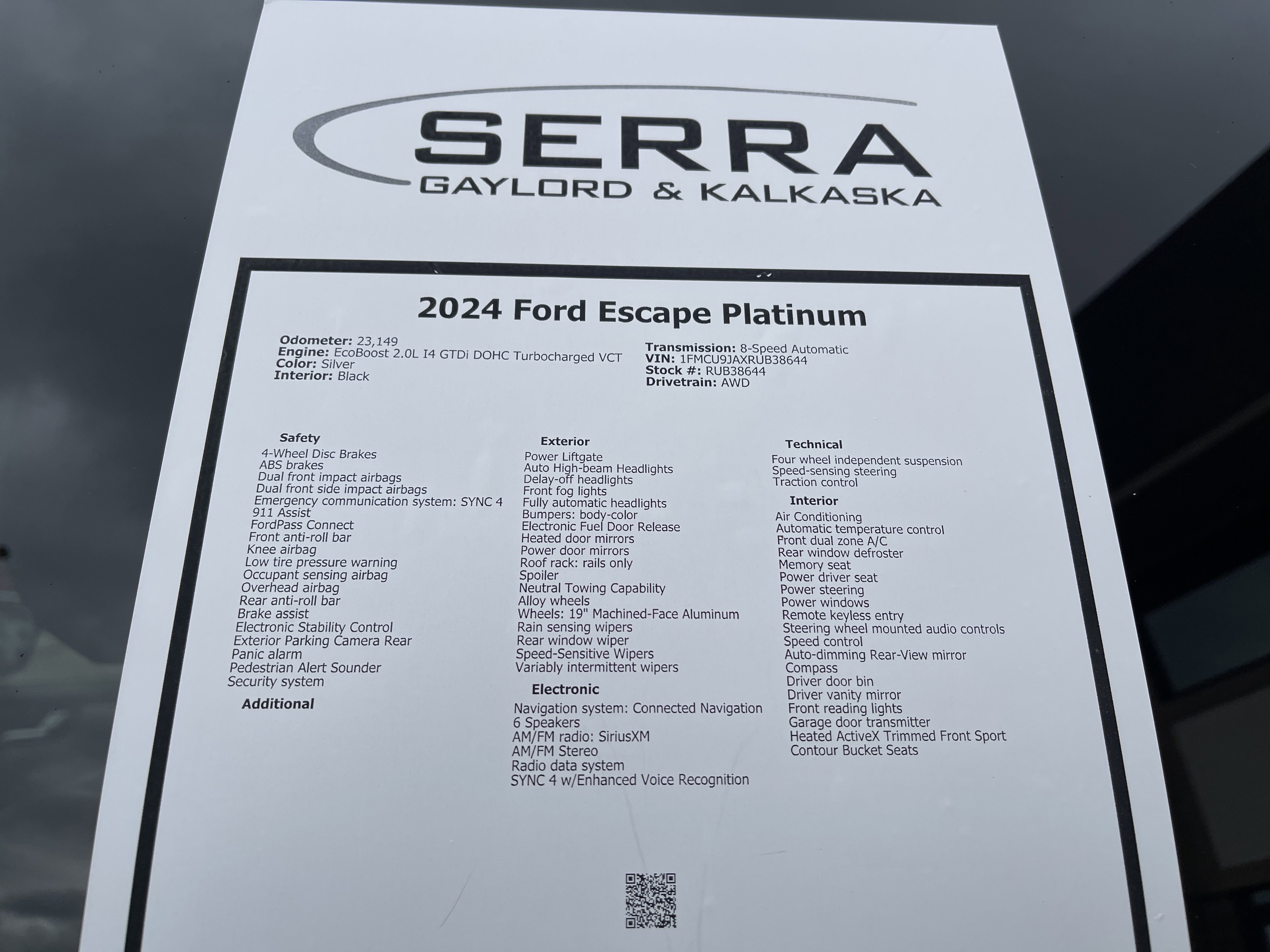 Certified 2024 Ford Escape Platinum AWD/4WD image 26