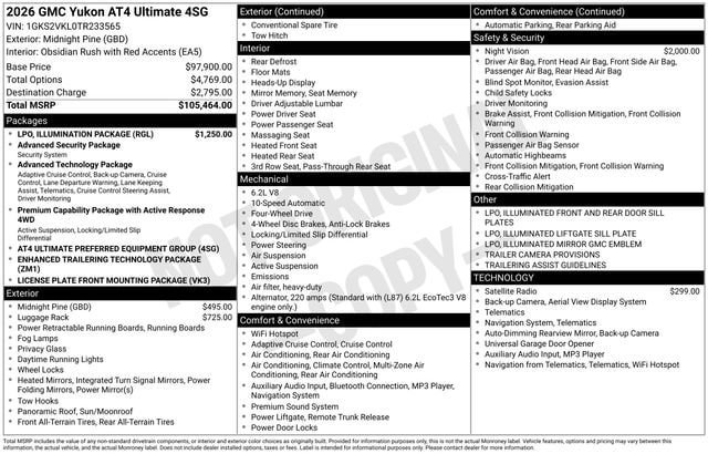 New 2026 GMC Yukon AT4 Ultimate w/ LPO, Illumination Package AWD/4WD image 16