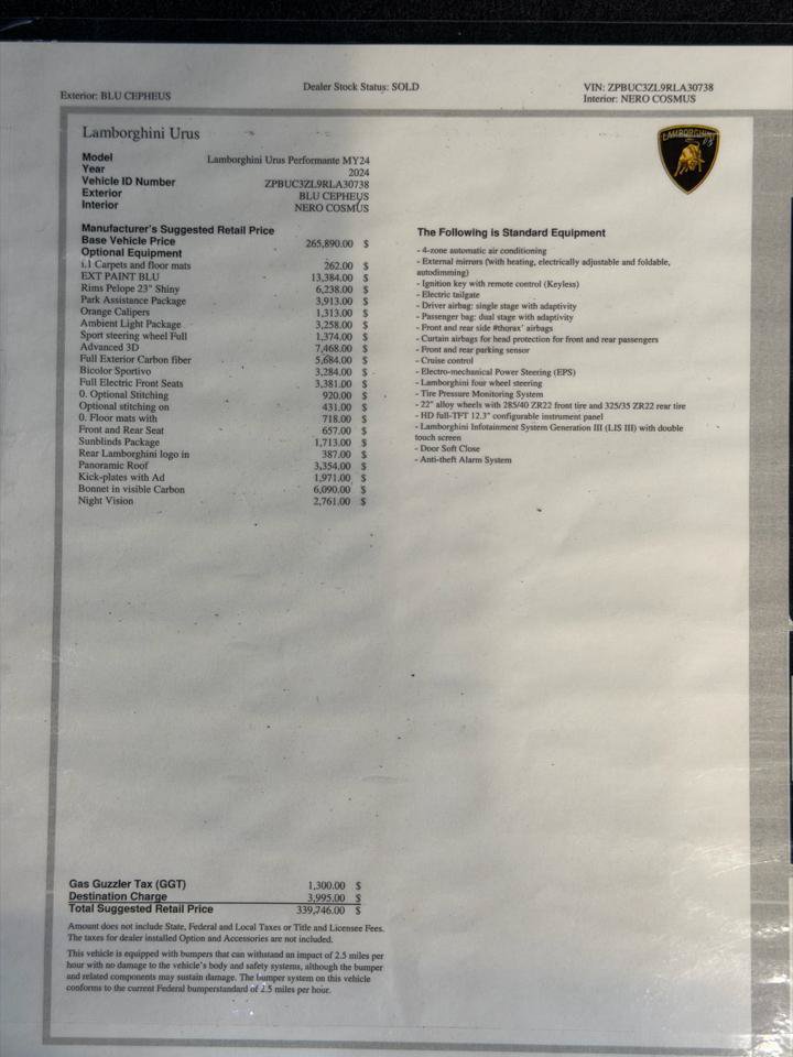 Used 2024 Lamborghini Urus Performante AWD/4WD image 44
