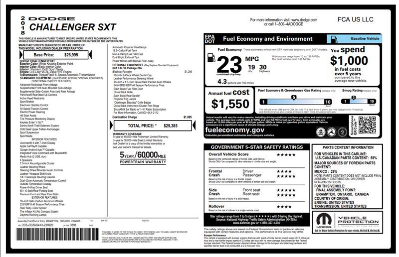 Used 2018 Dodge Challenger SXT w/ Blacktop Package image 3