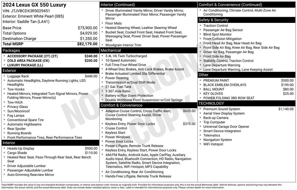 Used 2024 Lexus GX 550 w/ Accessory Package (2T) AWD/4WD image 47