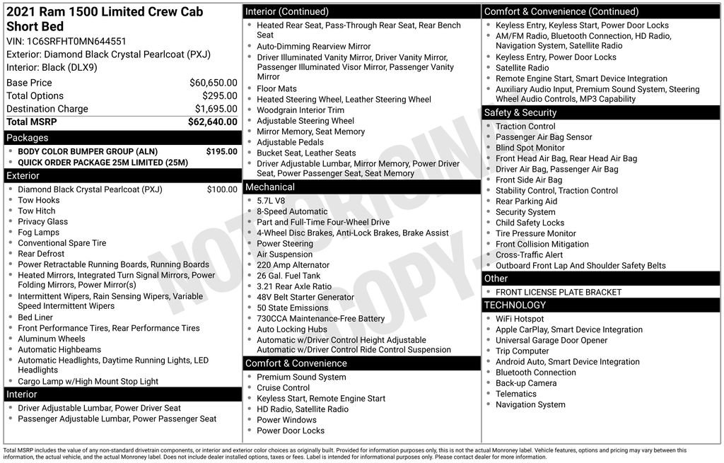 Used 2021 RAM 1500 Limited w/ Body Color Bumper Group image 34