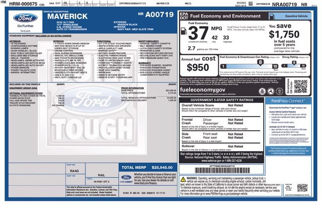 Certified 2022 Ford Maverick XLT FWD image 38