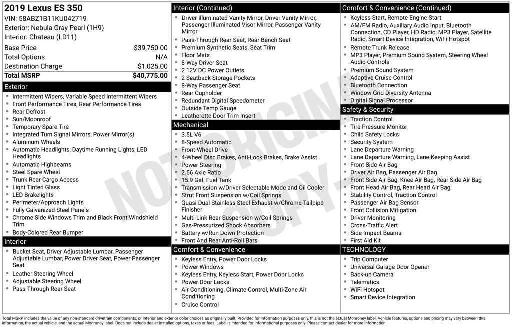 Used 2019 Lexus ES 350 image 19