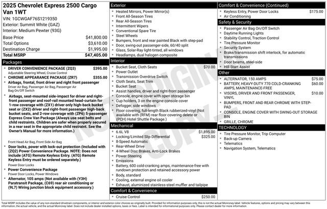 New 2025 Chevrolet Express 2500 w/ Driver Convenience Package image 4