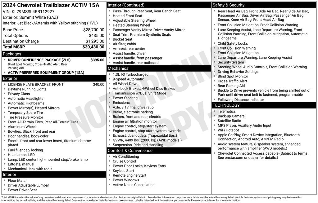 Used 2024 Chevrolet TrailBlazer ACTIV w/ Driver Confidence Package AWD/4WD image 29