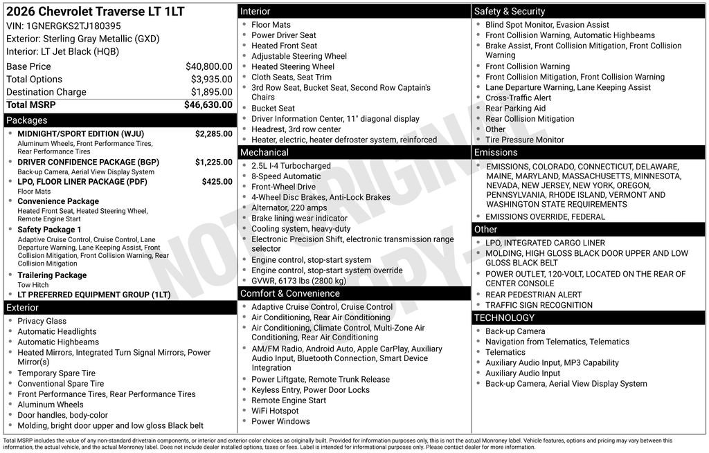 New 2026 Chevrolet Traverse LT w/ Midnight/Sport Edition image 4