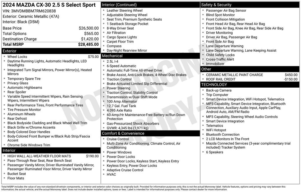 Used 2024 MAZDA CX-30 AWD 2.5 S w/ Select Sport Pkg image 6