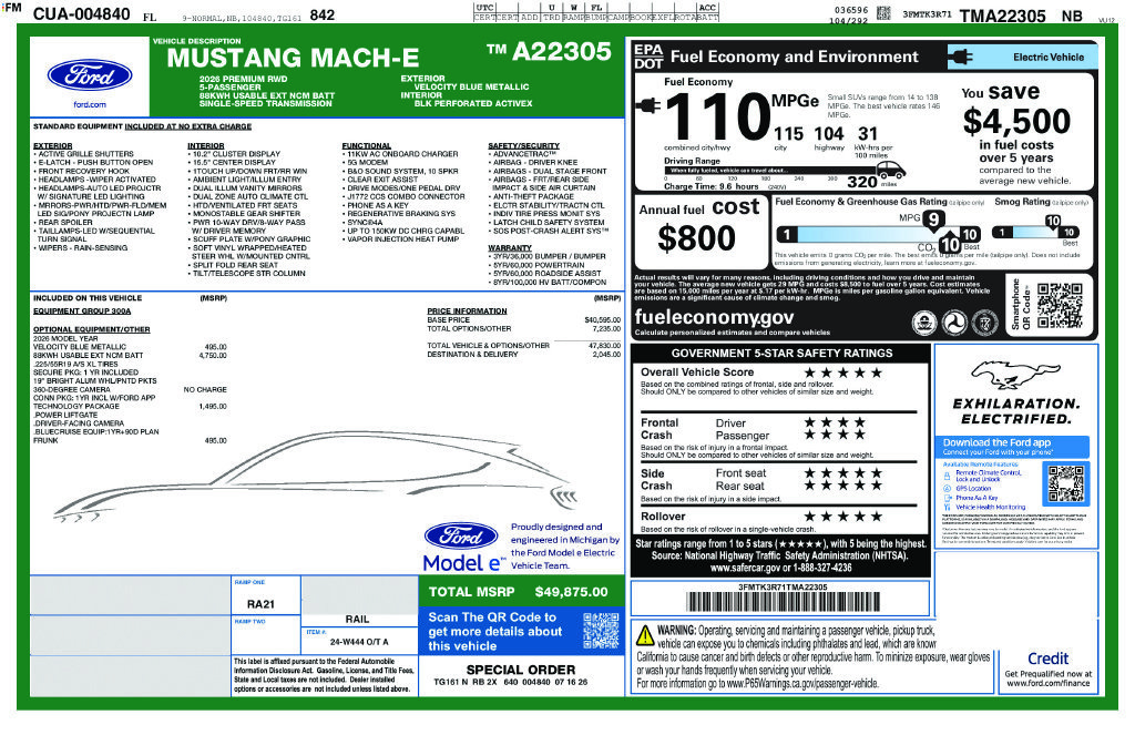 New 2026 Ford Mustang Mach-E Premium w/ Technology Package RWD image 11