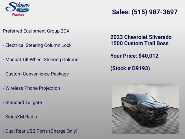 Used 2023 Chevrolet Silverado 1500 Custom Trail Boss AWD/4WD image 22