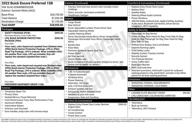 Certified 2022 Buick Encore Preferred w/ Safety Package image 26