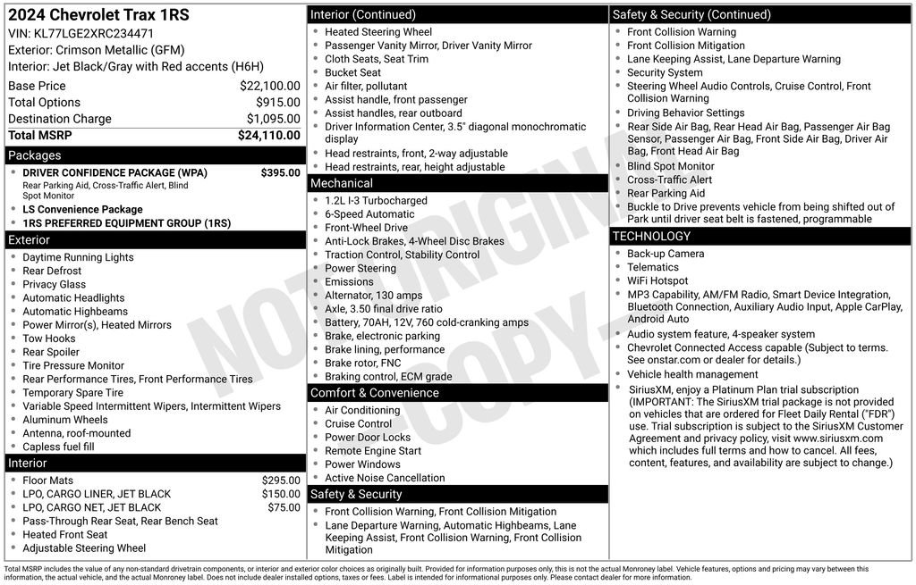 Certified 2024 Chevrolet Trax RS w/ Driver Confidence Package FWD image 10