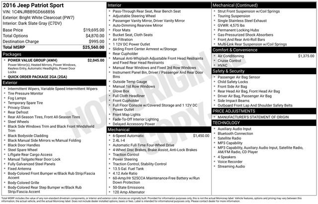 Used 2016 Jeep Patriot Sport w/ Power Value Group AWD/4WD image 11